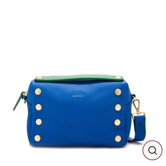 Hammitt Evan Avenue Blue Gold Studded Small Leather Crossbody Bag - Picture 1 of 2